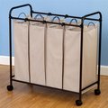 Household Essentials Household Essentials 7173 Antique Bronze Quad Sorter; 600D polyester natural flax color bags; casters 7173